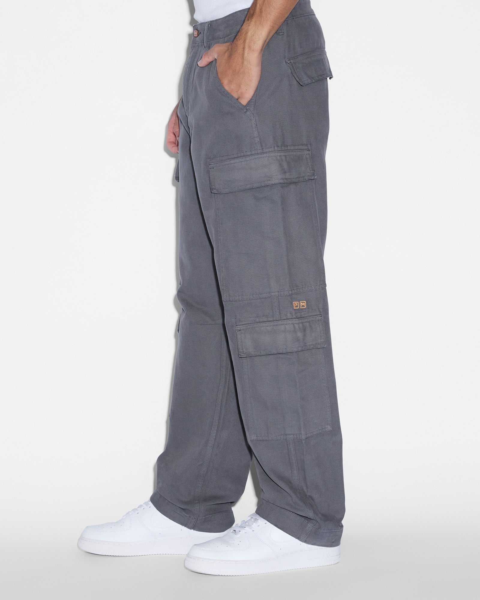 MENS  ALL HANDS CARGO PANT WASHED BLACK RELAXED PANTS