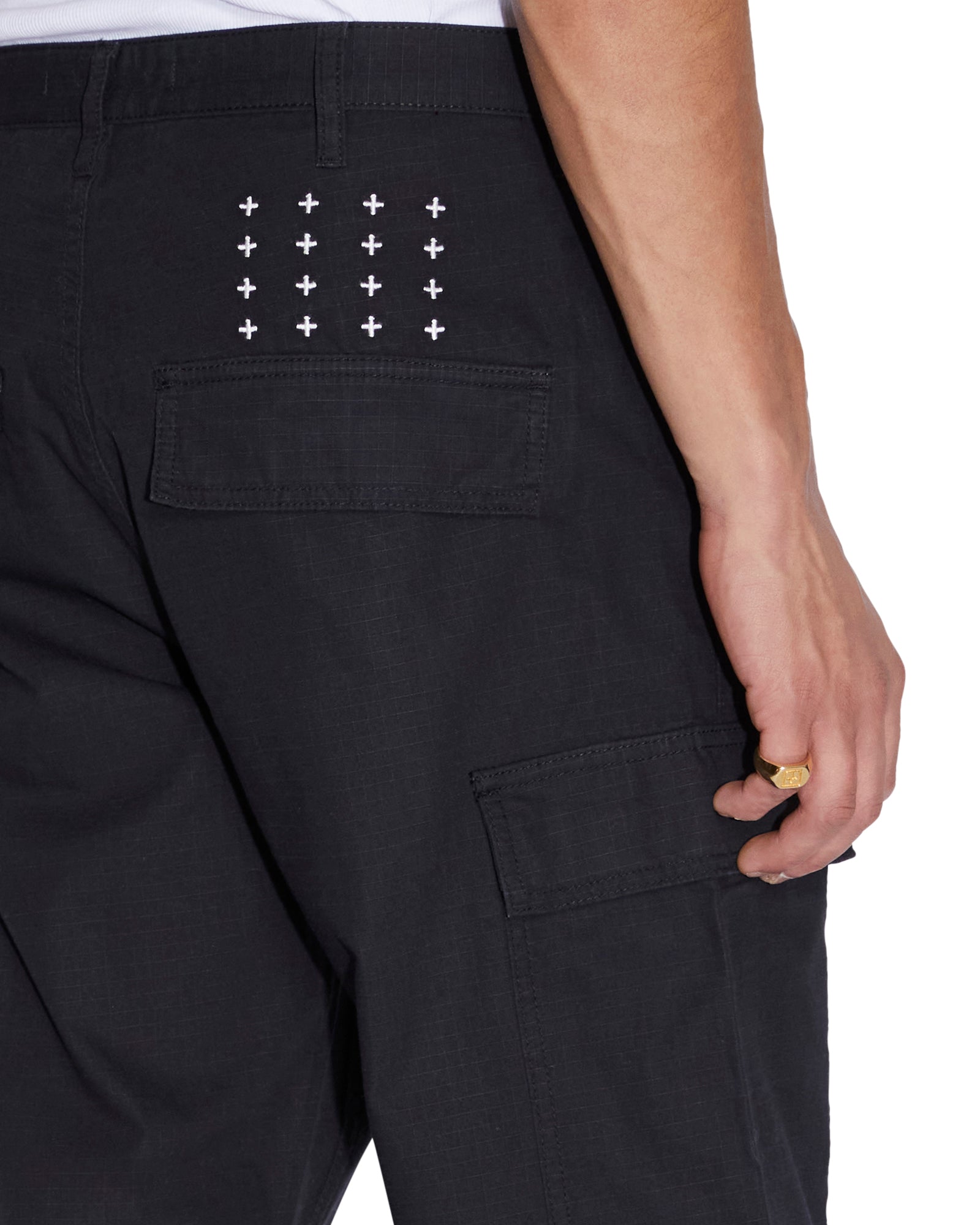MENS  FUGITIVE CARGO PANT BLACK STRAIGHT PANTS