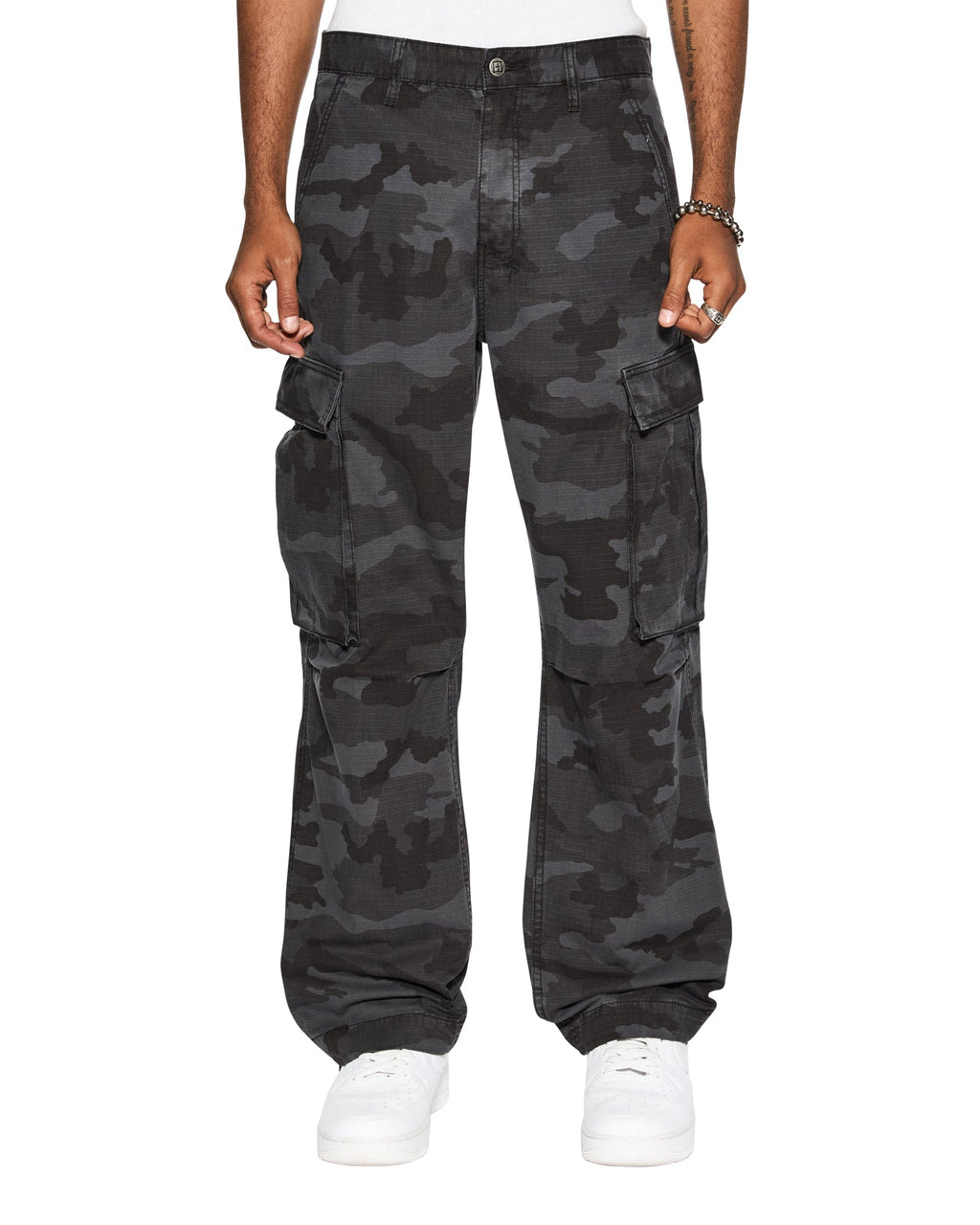 MENS FUGITIVE CARGO BLACK CAMO PANTS