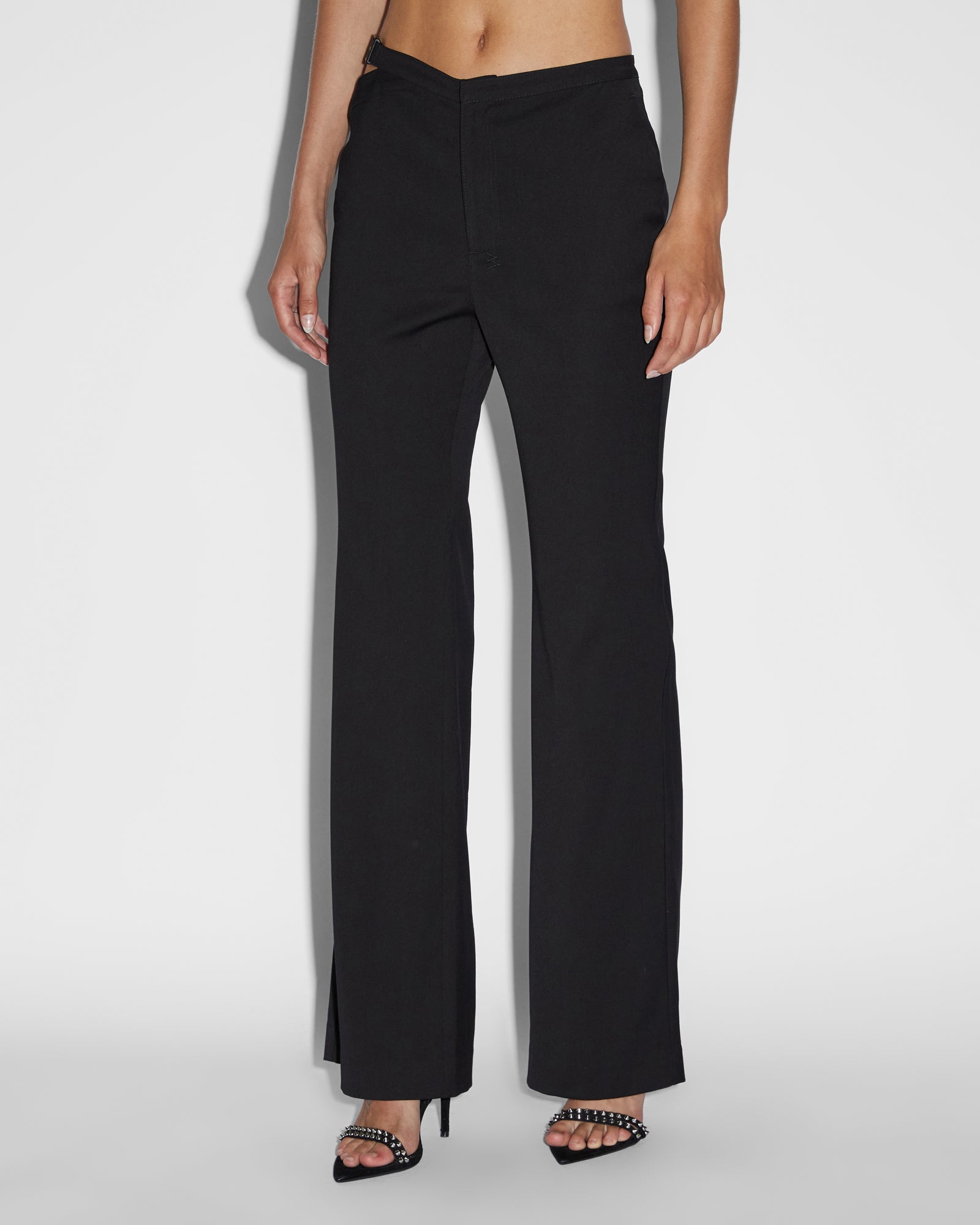 WOMENS  DETTACHED SOHO TROUSER BLACK FLARE PANTS