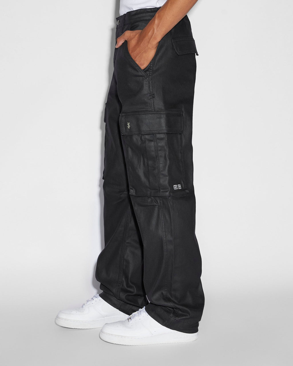 Mens Fugitive Cargo Waxed Relaxed Pants - Black