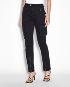 WOMENS STRAIGHT UP STEALTH CARGO DENIM JEANS