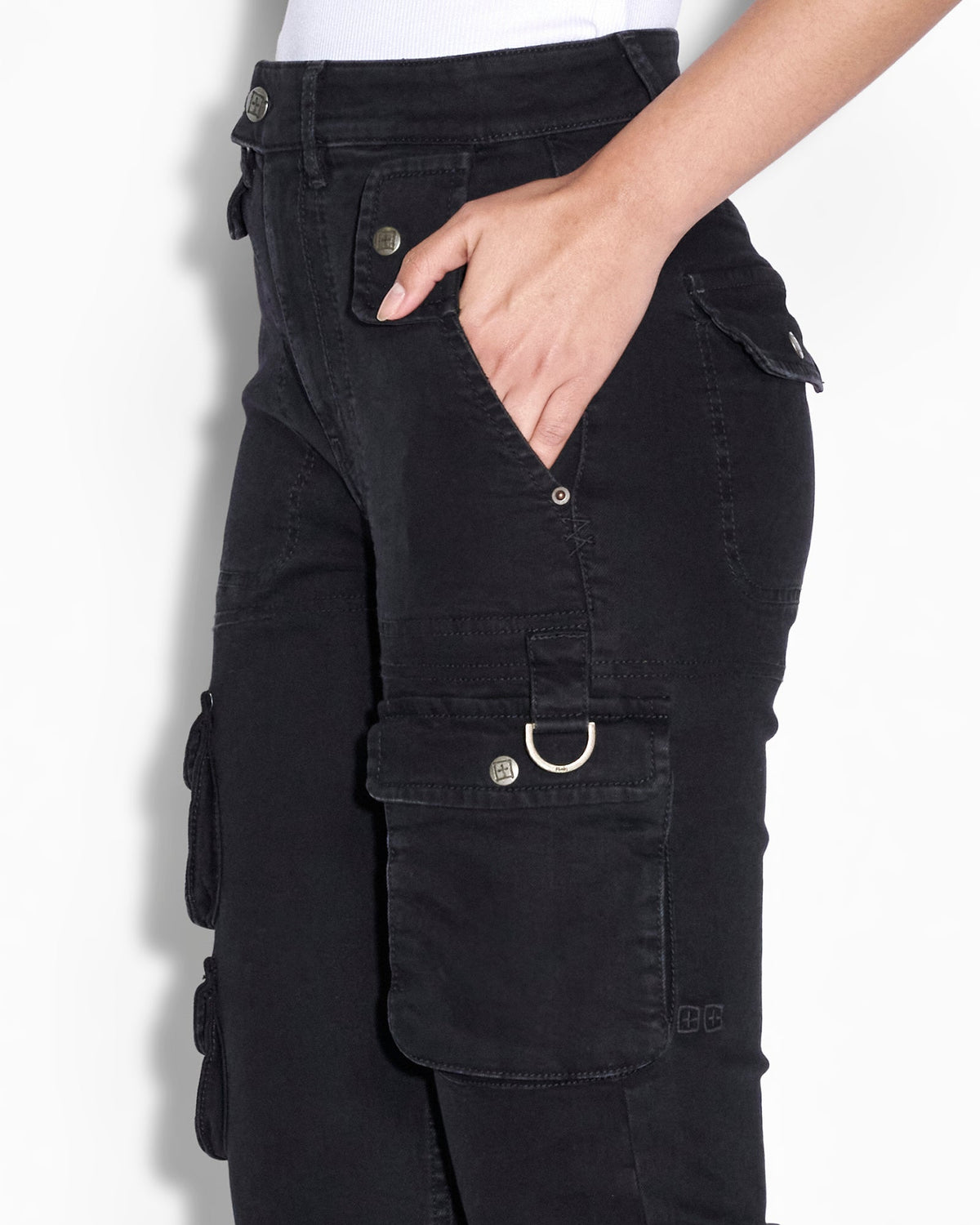 WOMENS STRAIGHT UP STEALTH CARGO DENIM JEANS