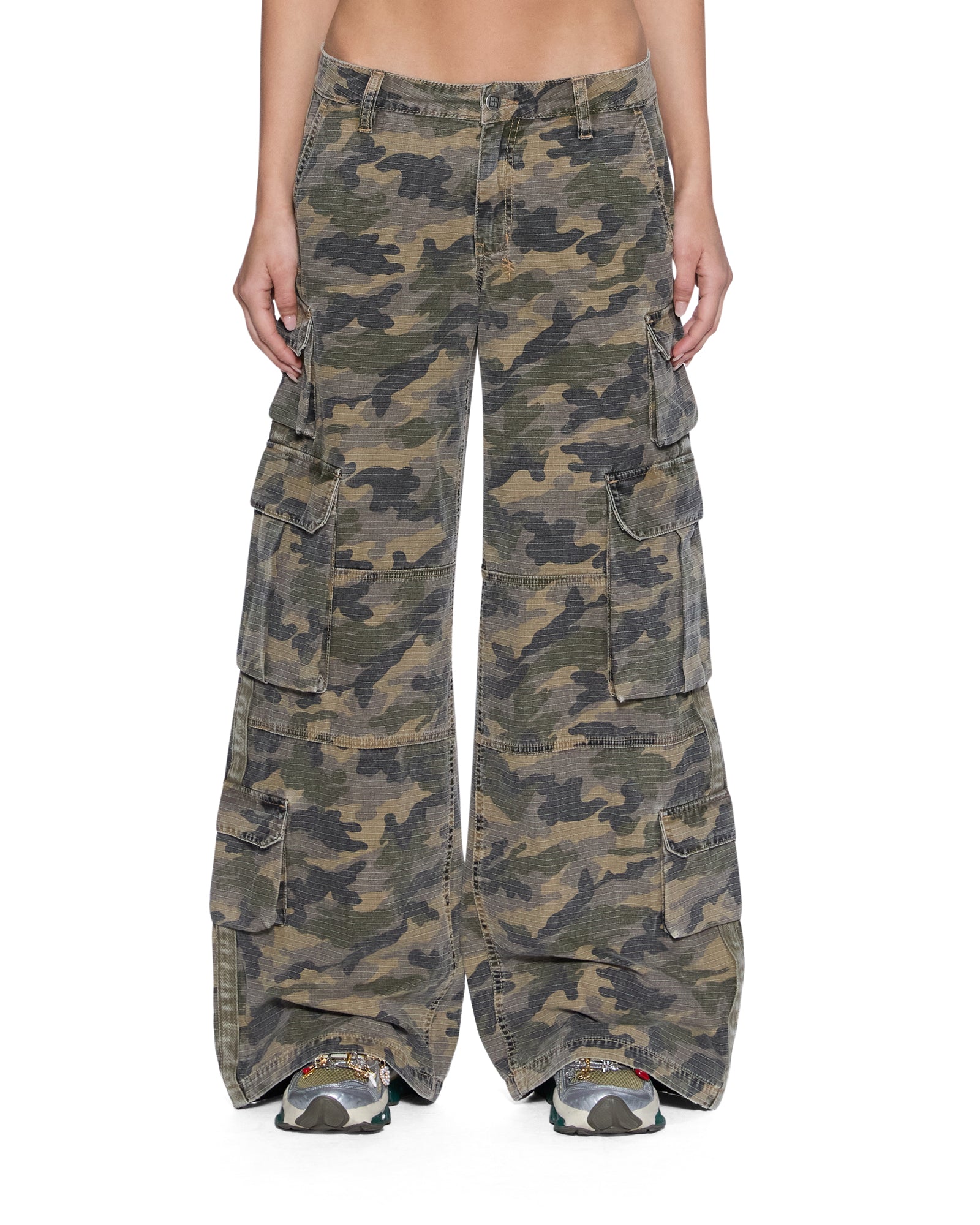 WOMENS  DROPOUT CARGO PANT CAMO BAGGY PANTS