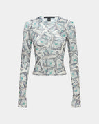Womens Paper Ls Tee Fitted Fashion Tops - Multi Colour