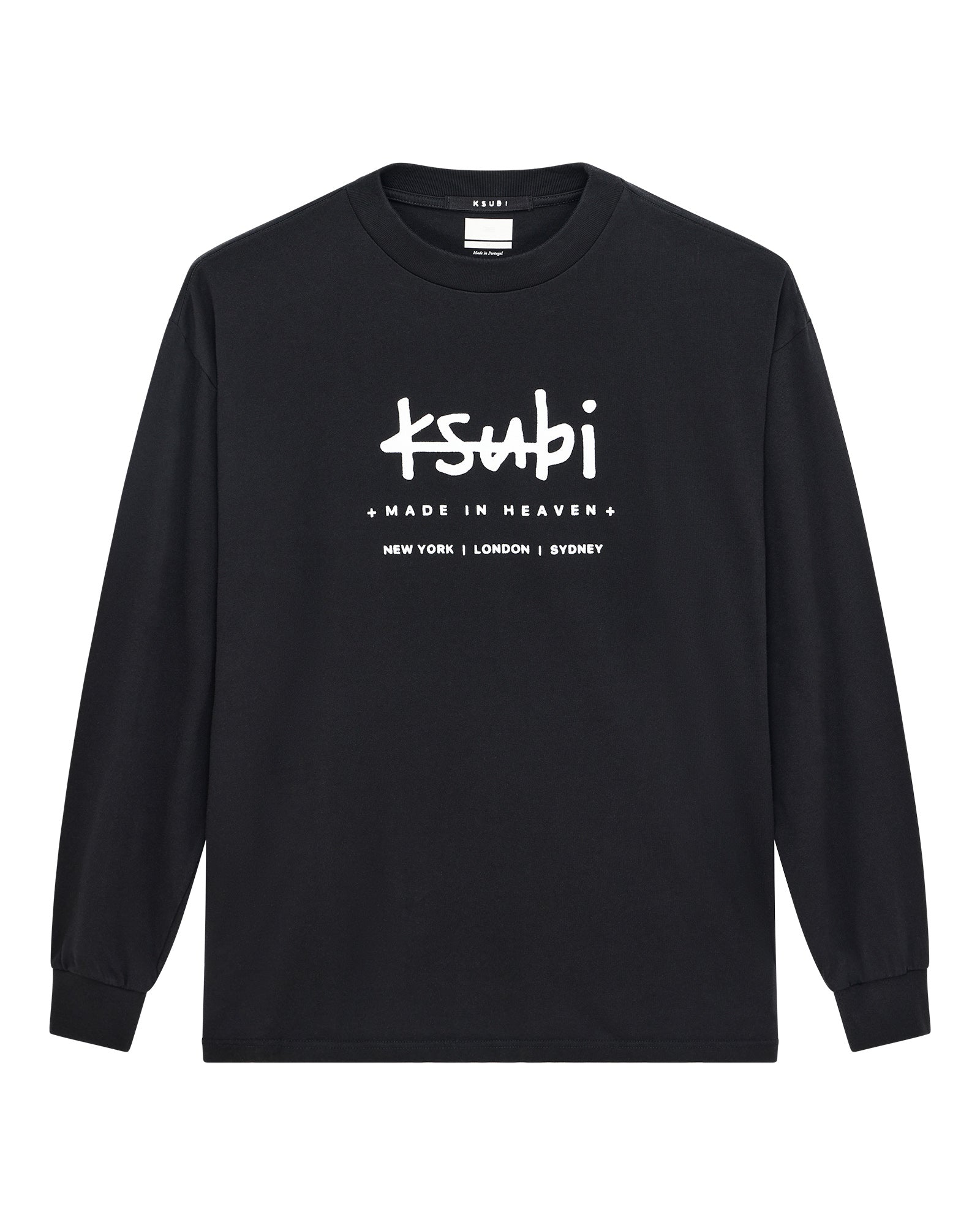 MENS  PLATED LS TEE BLACK REGULAR TEES