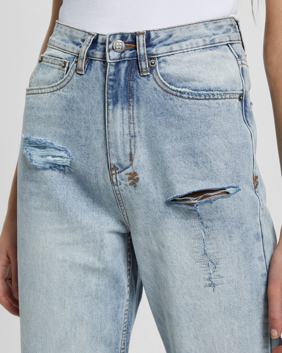 Womens Playback Skream Trashed Straight Denim Jeans - Denim