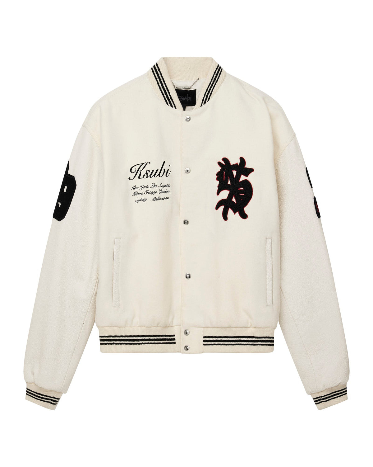 Mens Playoff Varsity Jacket Ecru Oversized Jackets - Beige