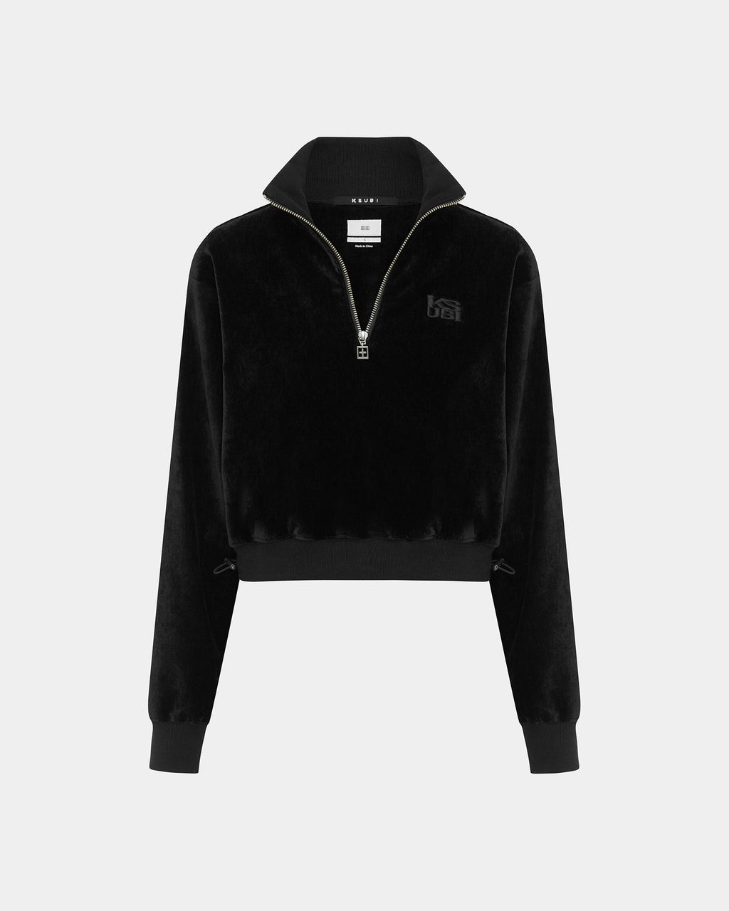 WOMENS RICHIE HALF ZIP CROP BLACK FLEECE