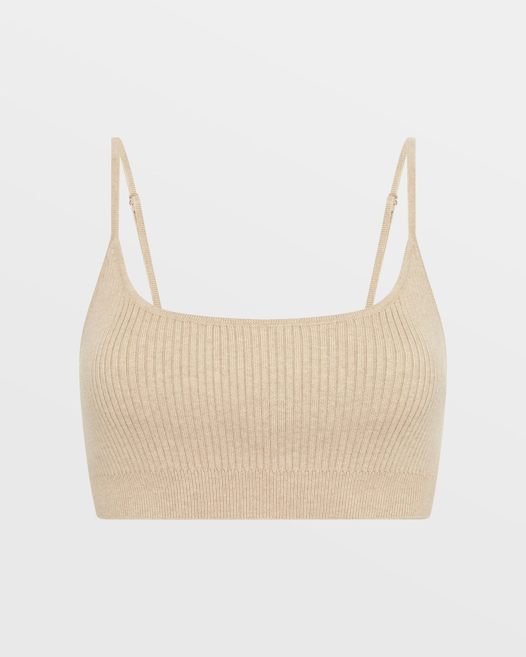 Womens Knit Bralette Oat Fitted Fashion Tops - Beige