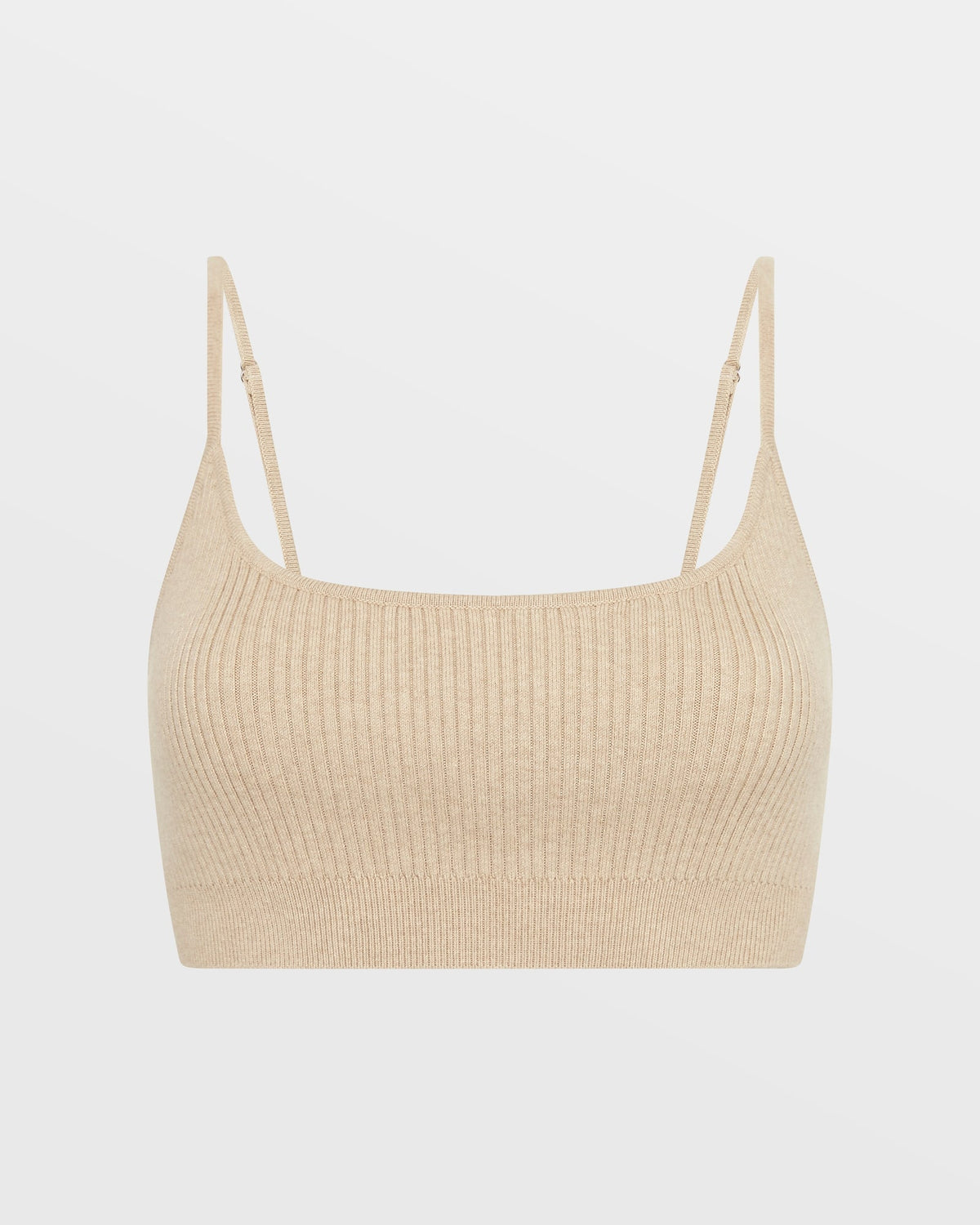 Womens Knit Bralette Oat Fitted Fashion Tops - Beige