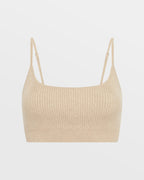 Womens Knit Bralette Oat Fitted Fashion Tops - Beige