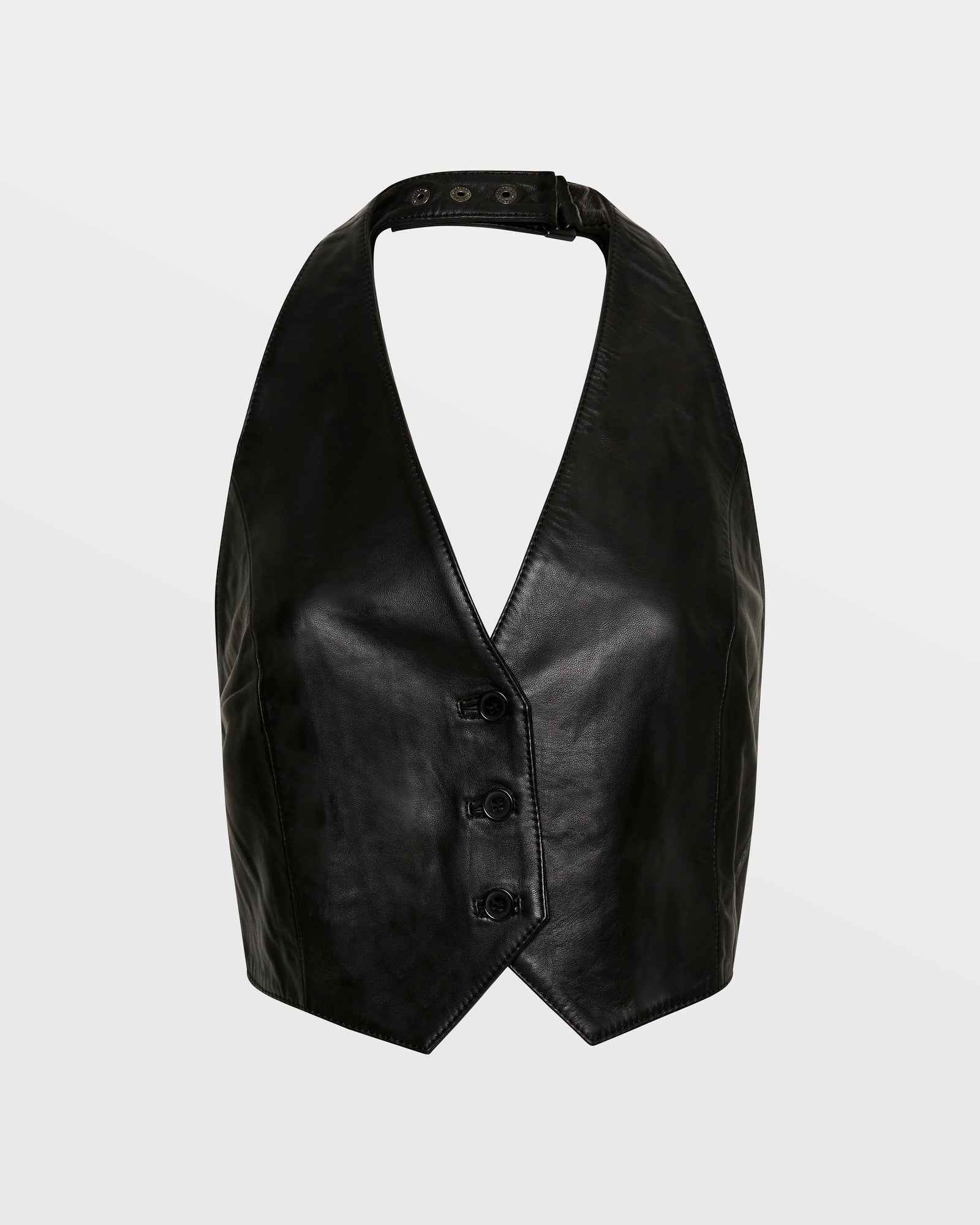 BRAZEN LEATHER WAISTCOAT BLACK