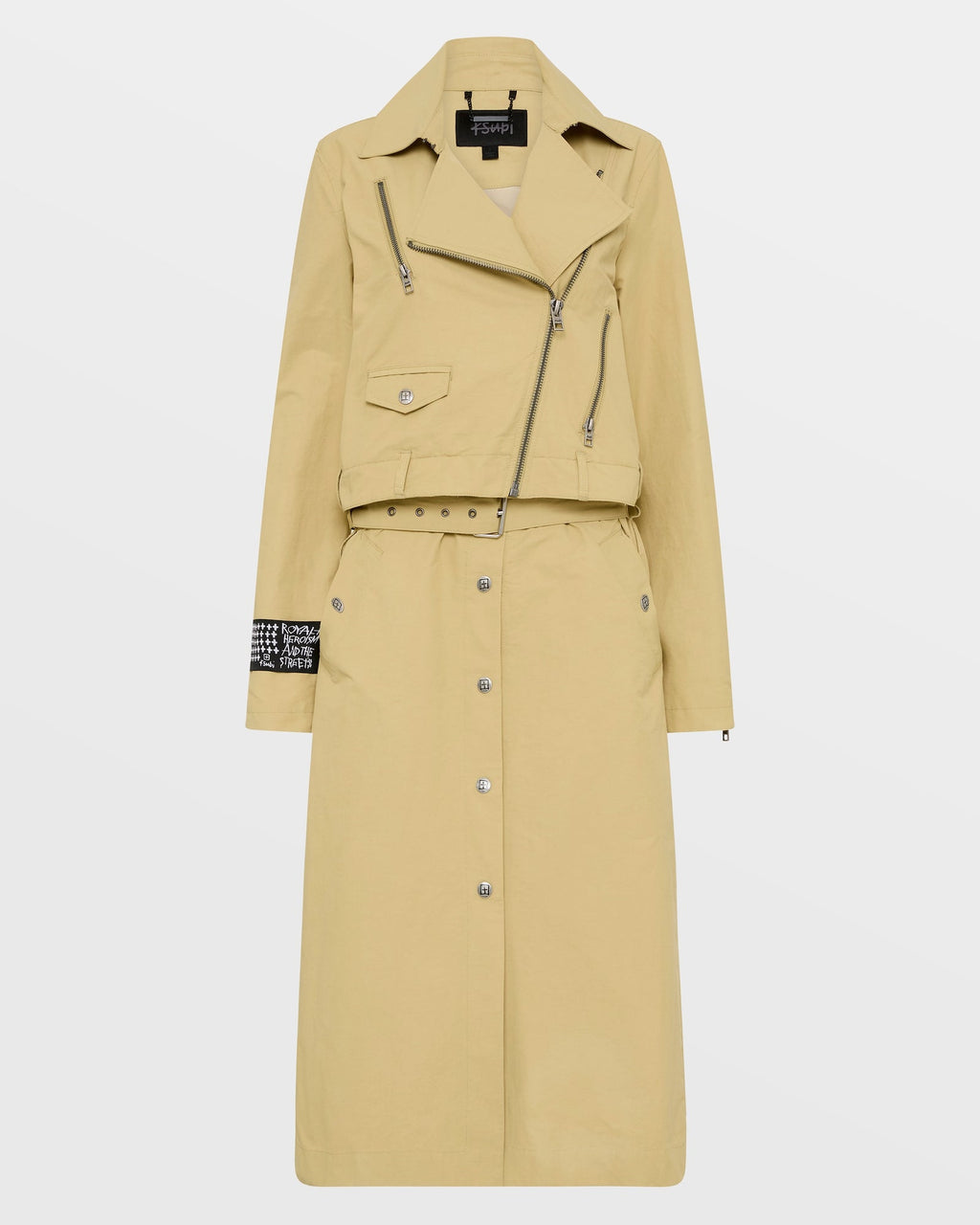 Womens Incognito Biker/trench Khaki Regular Jackets - Khaki