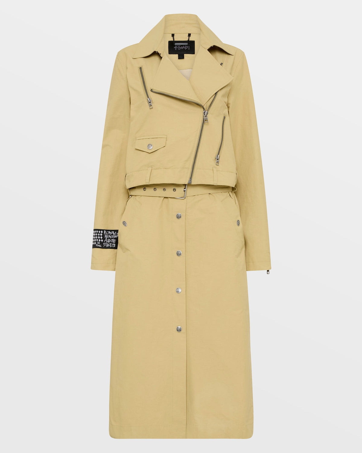Womens Incognito Biker/trench Khaki Regular Jackets - Khaki