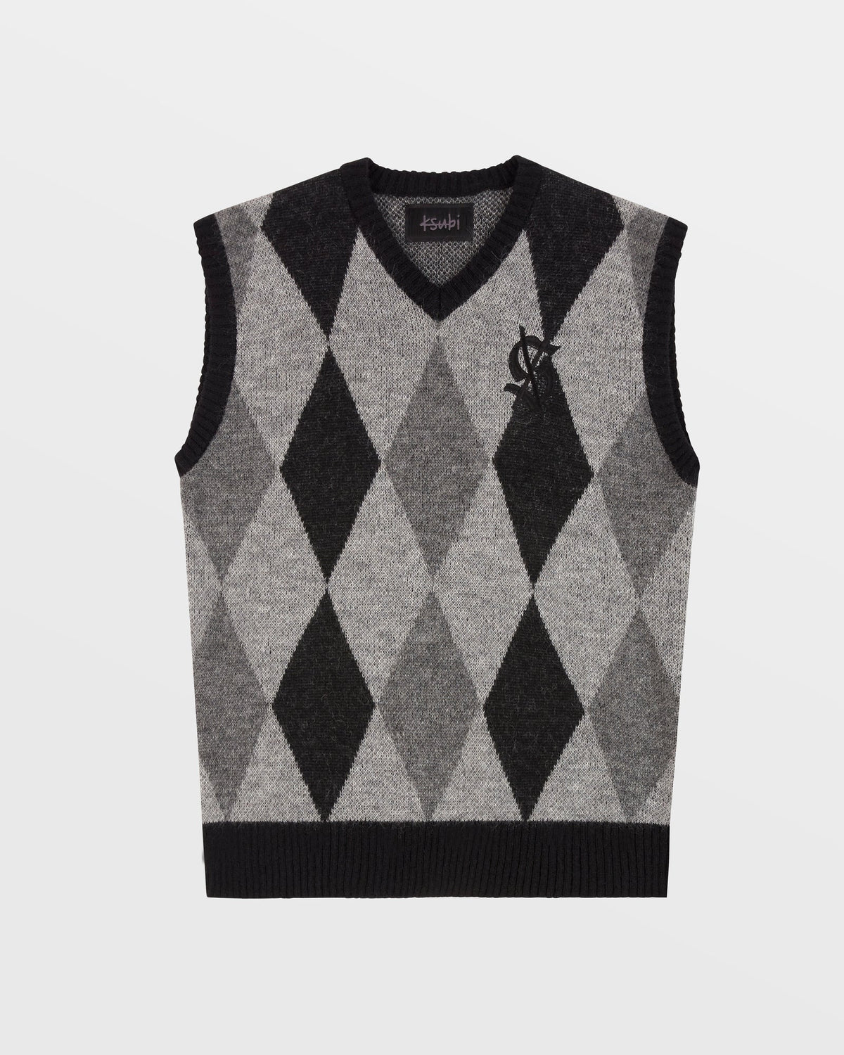 Mens Old Dollar Vest Grey Regular Knitwear - Grey