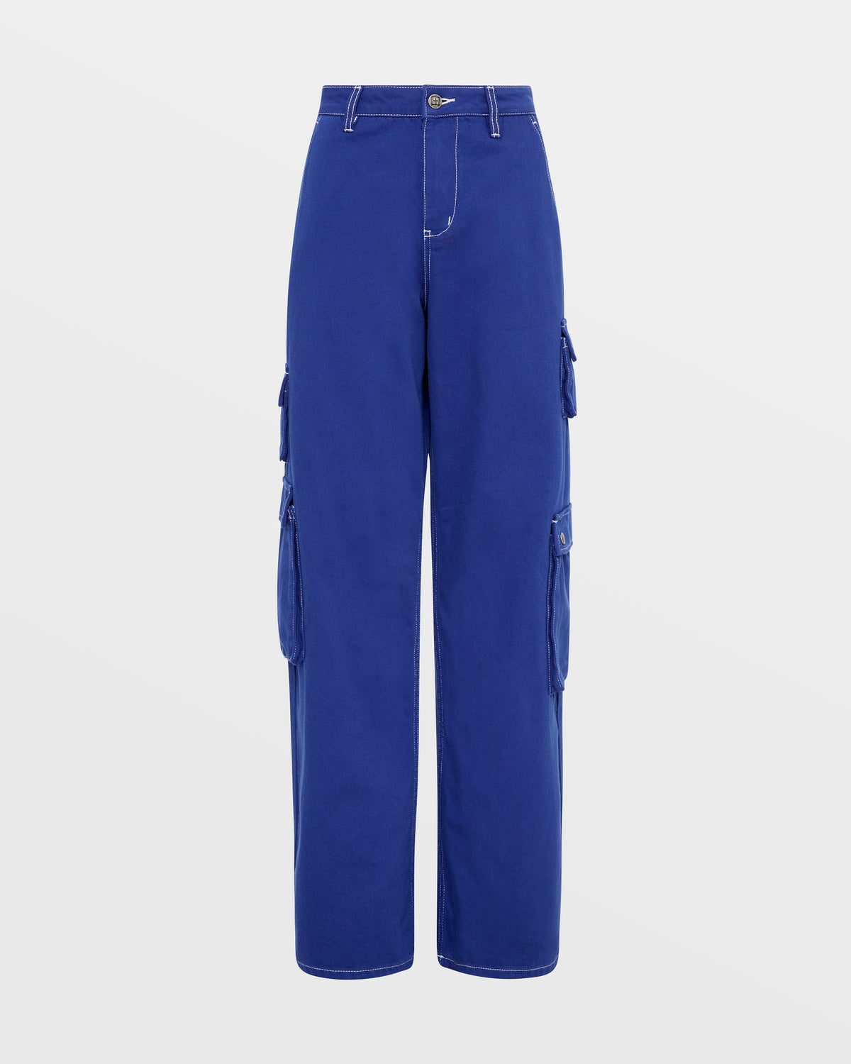 Womens Drill Cargo Cobalt Relaxed Pants - Blue
