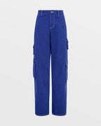 Womens Drill Cargo Cobalt Relaxed Pants - Blue