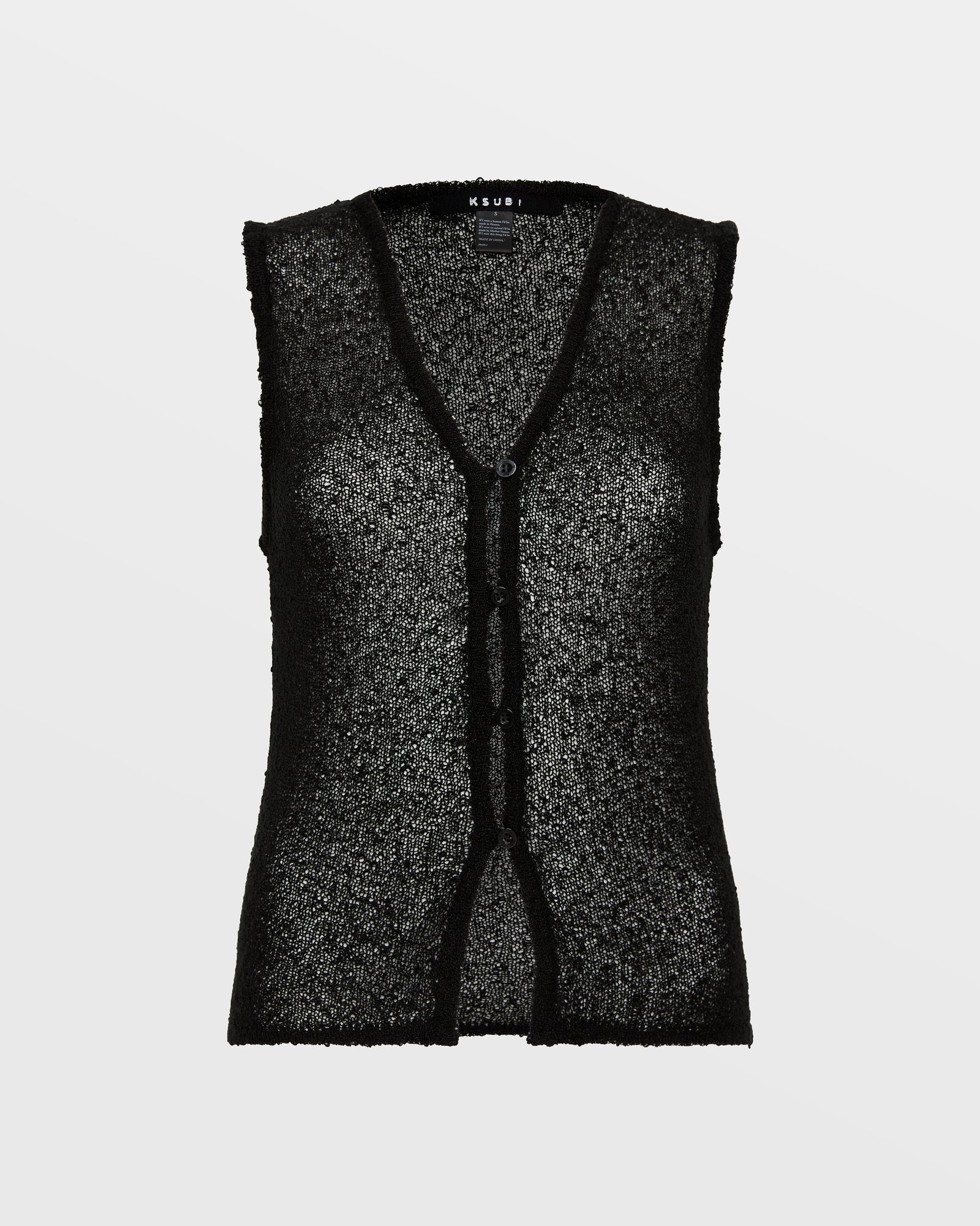 WOMENS  DIVIDE KNIT VEST BLACK RELAXED KNITWEAR