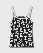 Womens Alphabet Tank Monochrome Fitted Tees - Multi Colour