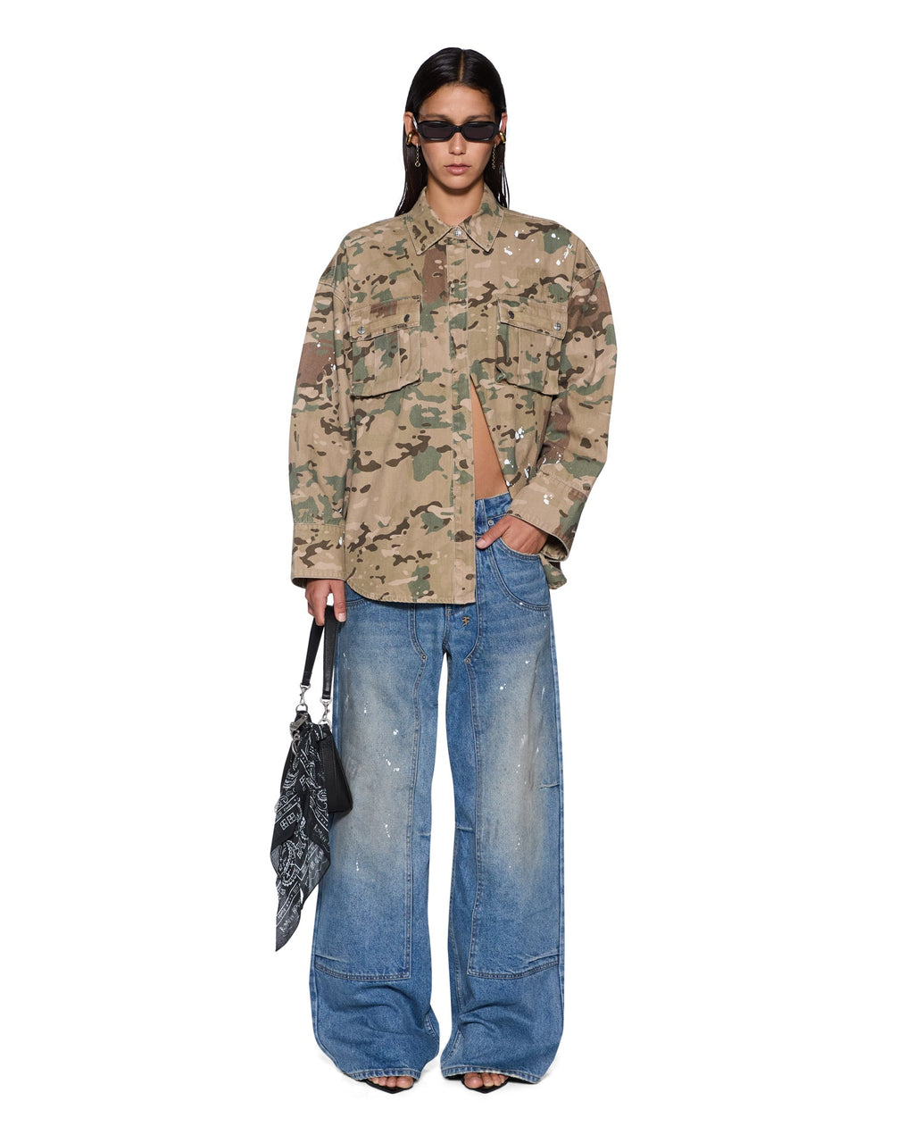 WOMENS ASTRA CARGO LS SHIRT WOODLAND CAMO SHIRTS