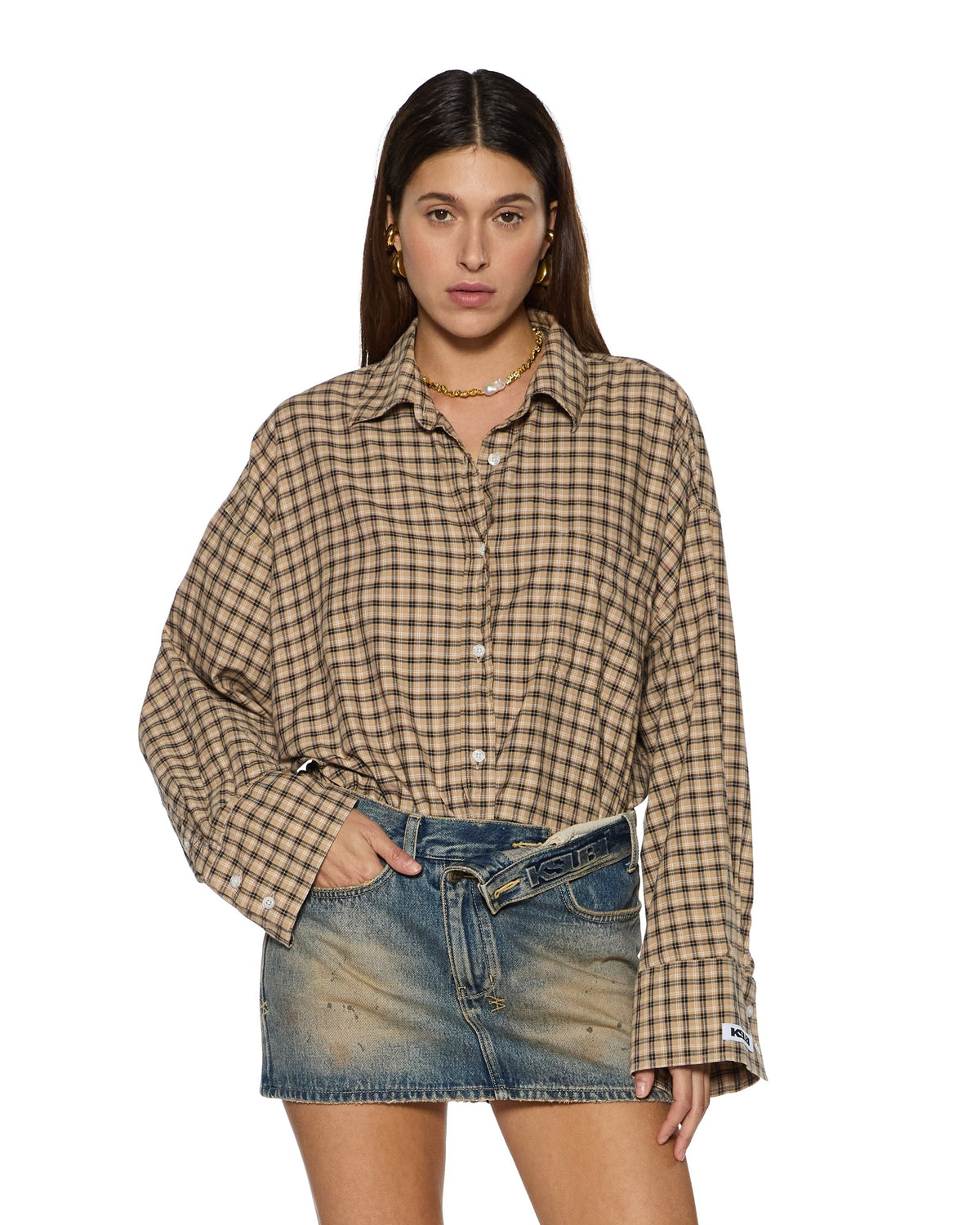 ASTRA LS SHIRT TAN PLAID