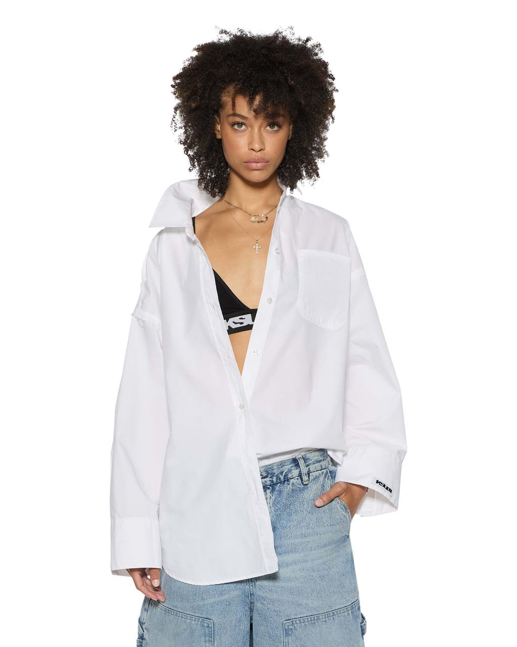 Womens Astra Ls Shirt White Poplin Oversized Shirts - White