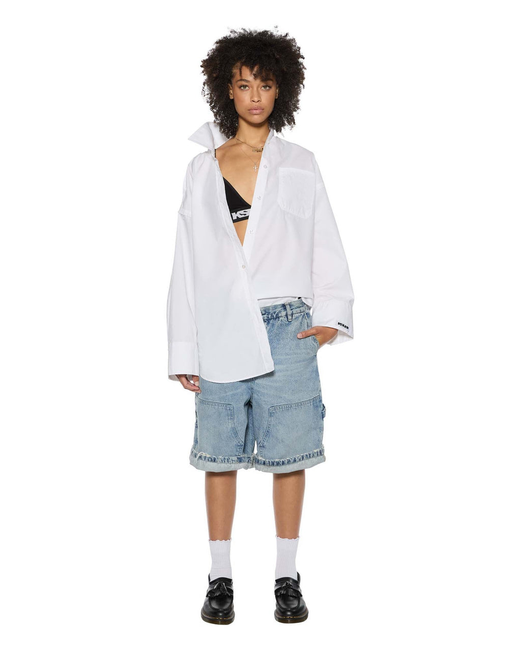 Womens Astra Ls Shirt White Poplin Oversized Shirts - White
