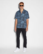 Mens Baddies Resort Ss Shirt Blue Regular Shirts - Blue