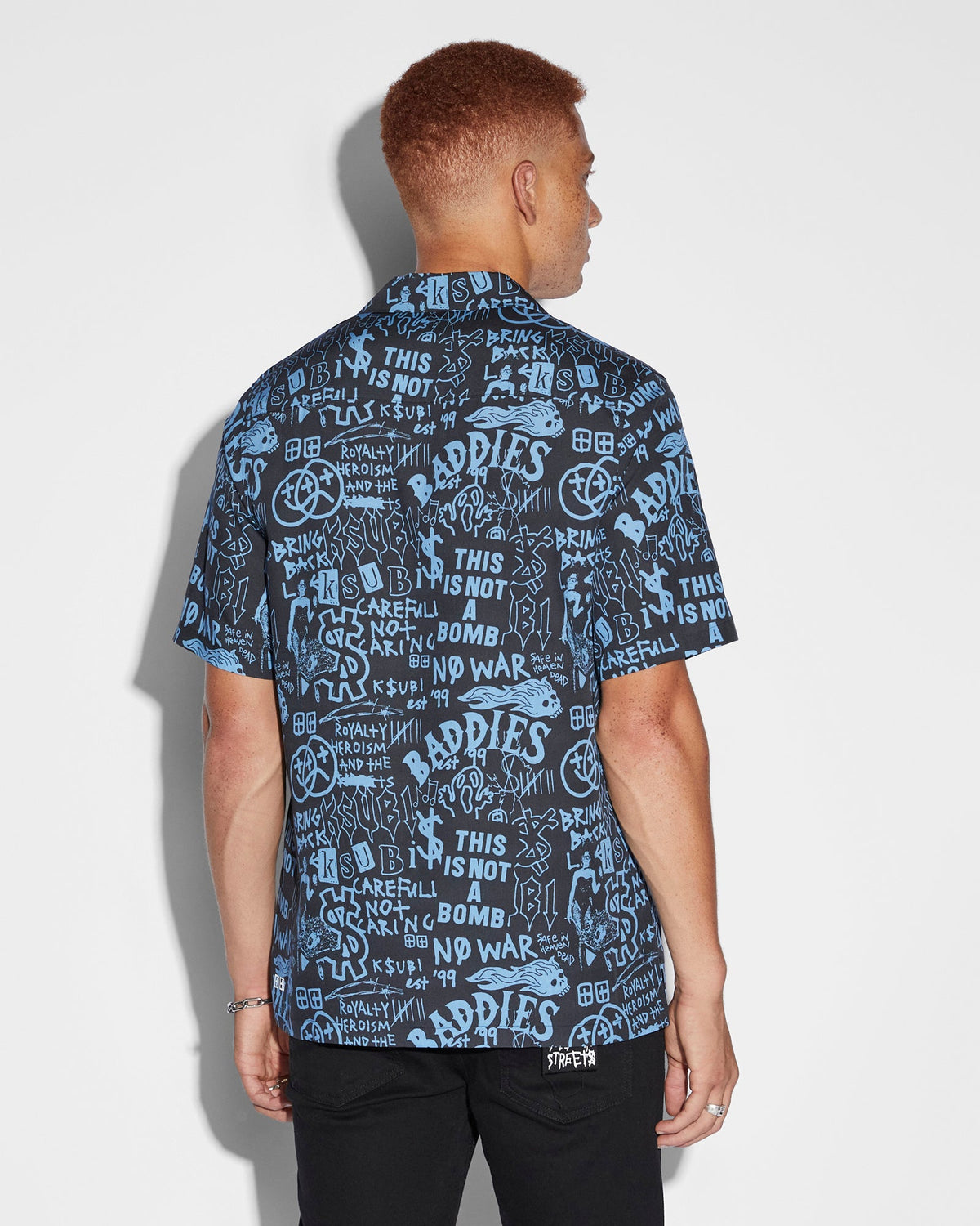 Mens Baddies Resort Ss Shirt Blue Regular Shirts - Blue