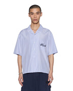 Mens Club Diner Ss Shirt Sky Stripe Regular Shirts - Black