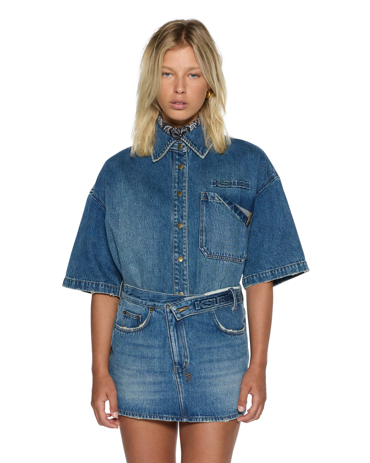 Womens Garage Ss Shirt Aged Relaxed Shirts - Denim