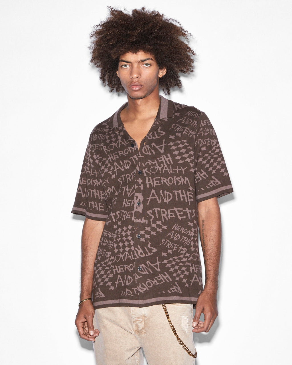 MENS HEROISM KNIT RESORT SS SHIRT JAVA SHIRTS