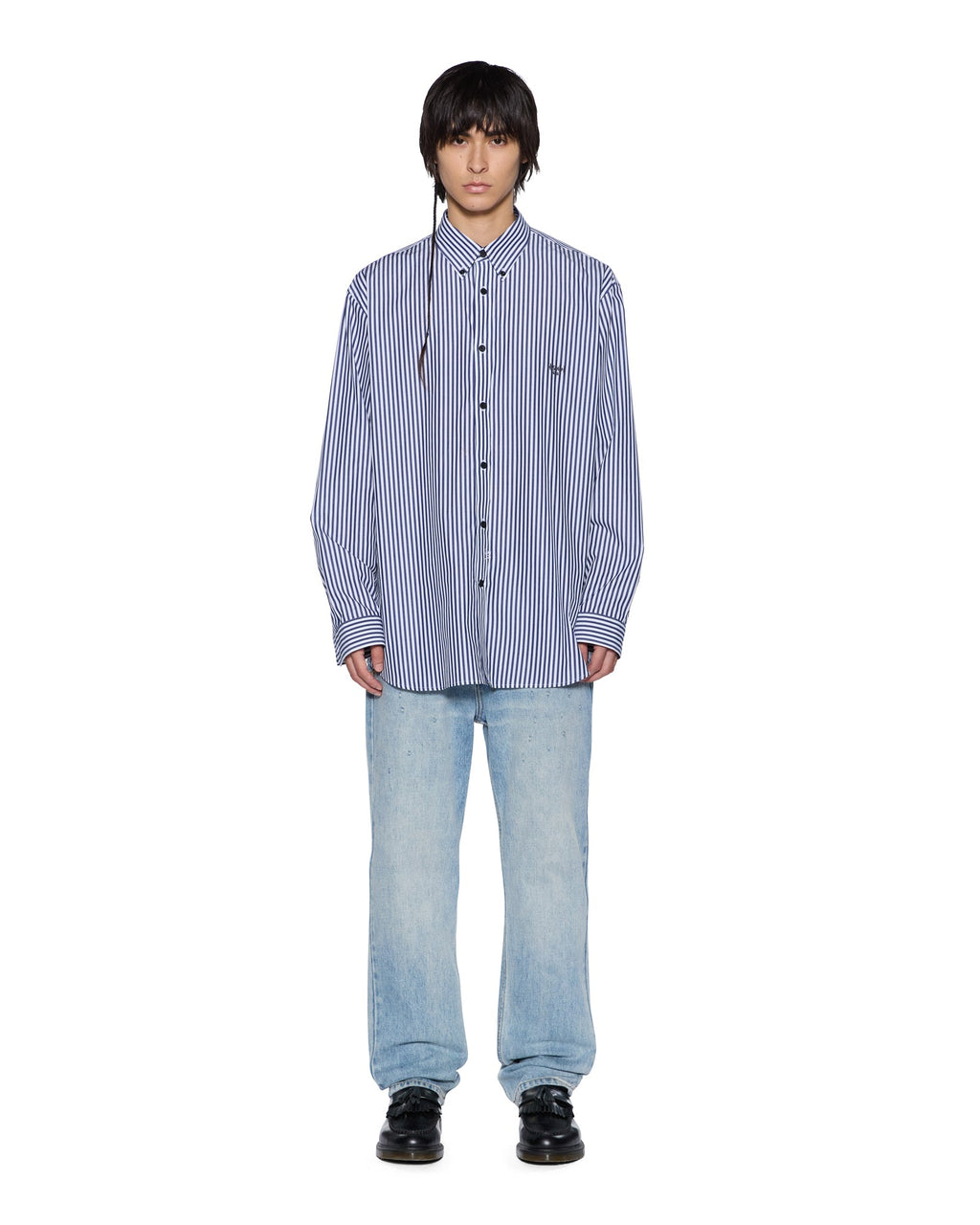 Mens Ksignature Ls Shirt White Stripe Regular Shirts - Multi Colour