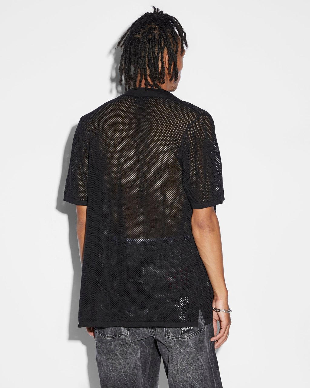 MENS NET WORTH KNIT RESORT SS SHIRT BLACK KNITWEAR