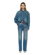 WOMENS OVERSIZED LS SHIRT TEXAS BLUE STUDDED SHIRTS