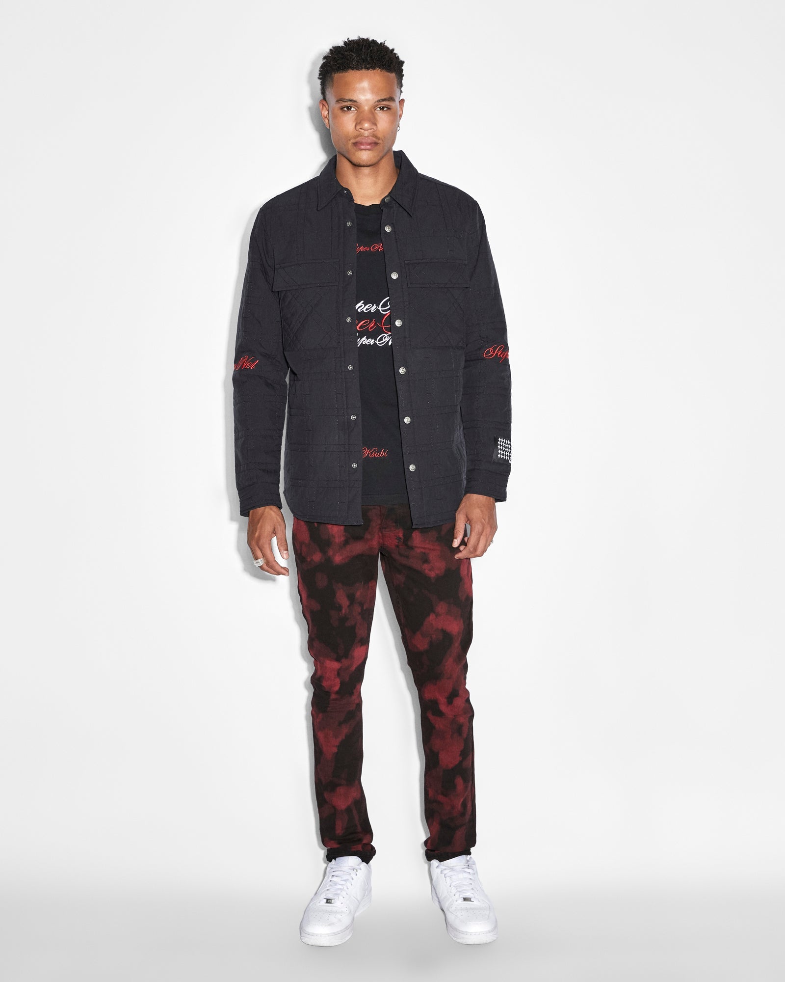 PIXEL QUILTED LS SHIRT BLACK