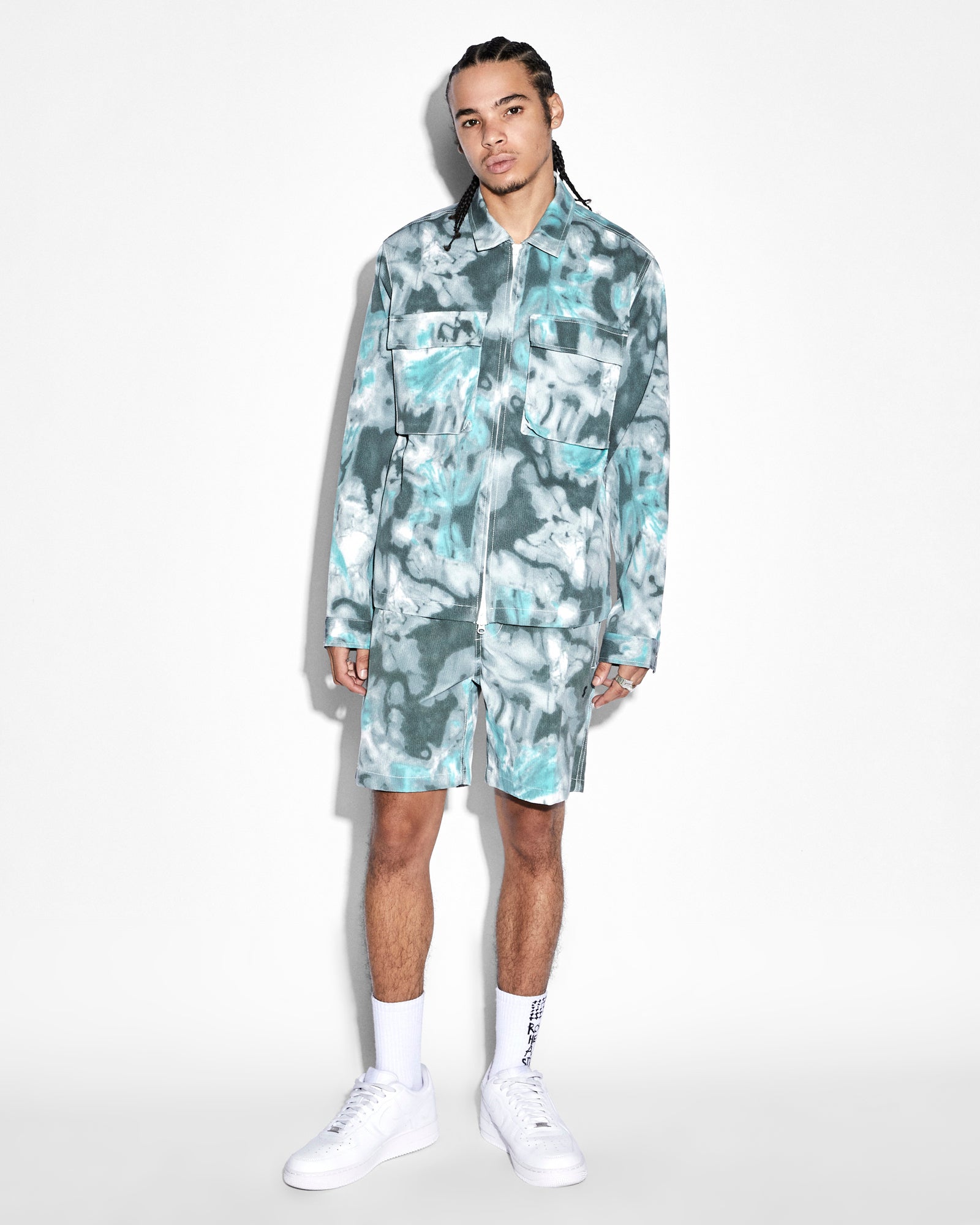 MENS  PROGRAM LS SHIRT GREEN DYE RELAXED SHIRTS