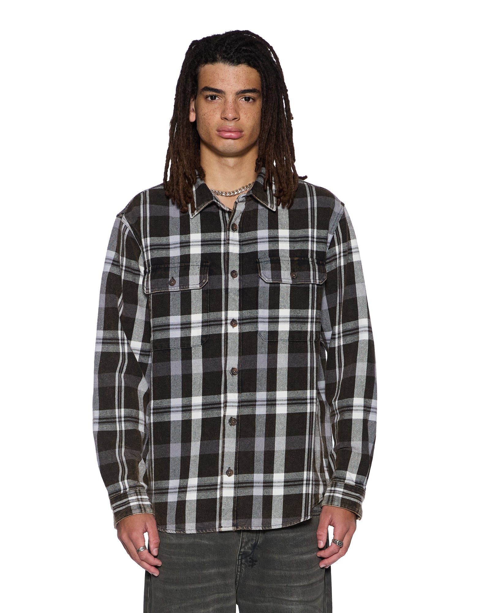MENS  ROSEBOWL LS SHIRT 1999 BLACK CHECK REGULAR SHIRTS