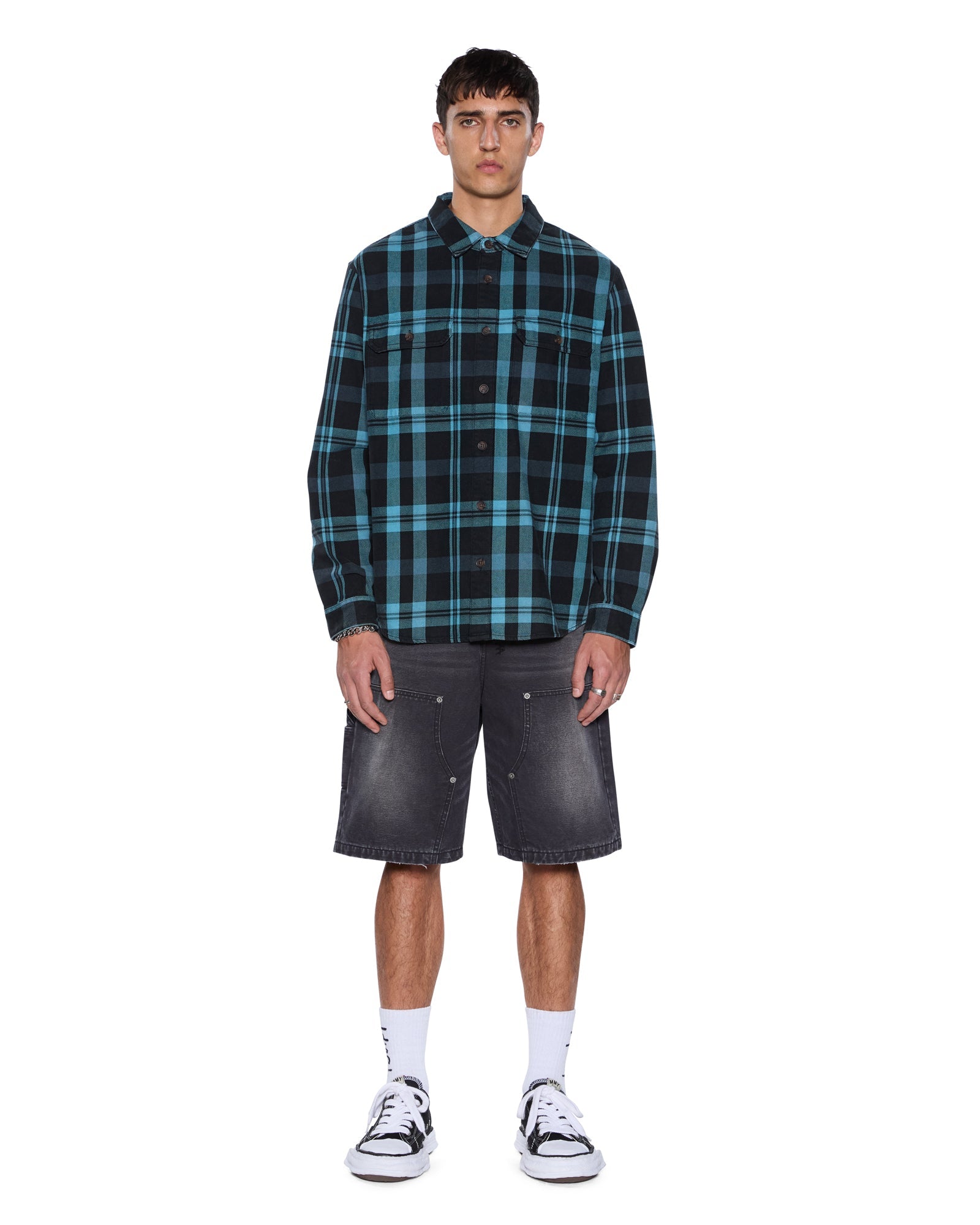 MENS  ROSEBOWL LS SHIRT 1999 BLUE CHECK REGULAR SHIRTS