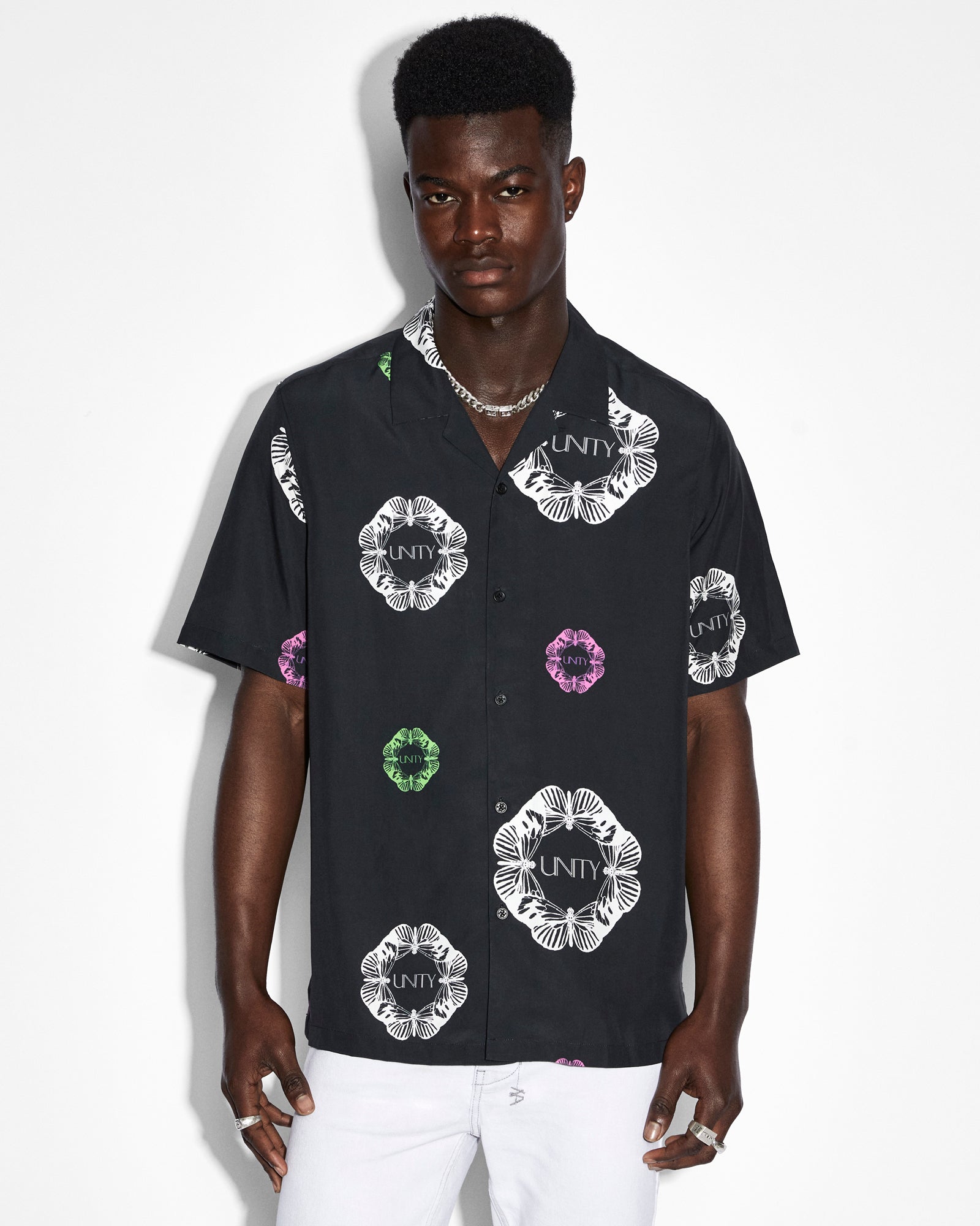 MENS  UNITYFLY RESORT SS SHIRT BLACK REGULAR SHIRTS