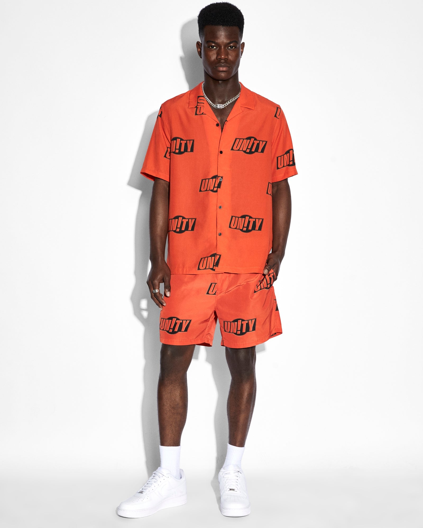 MENS  UNITY SIGN RESORT SS SHIRT ORANGE REGULAR SHIRTS