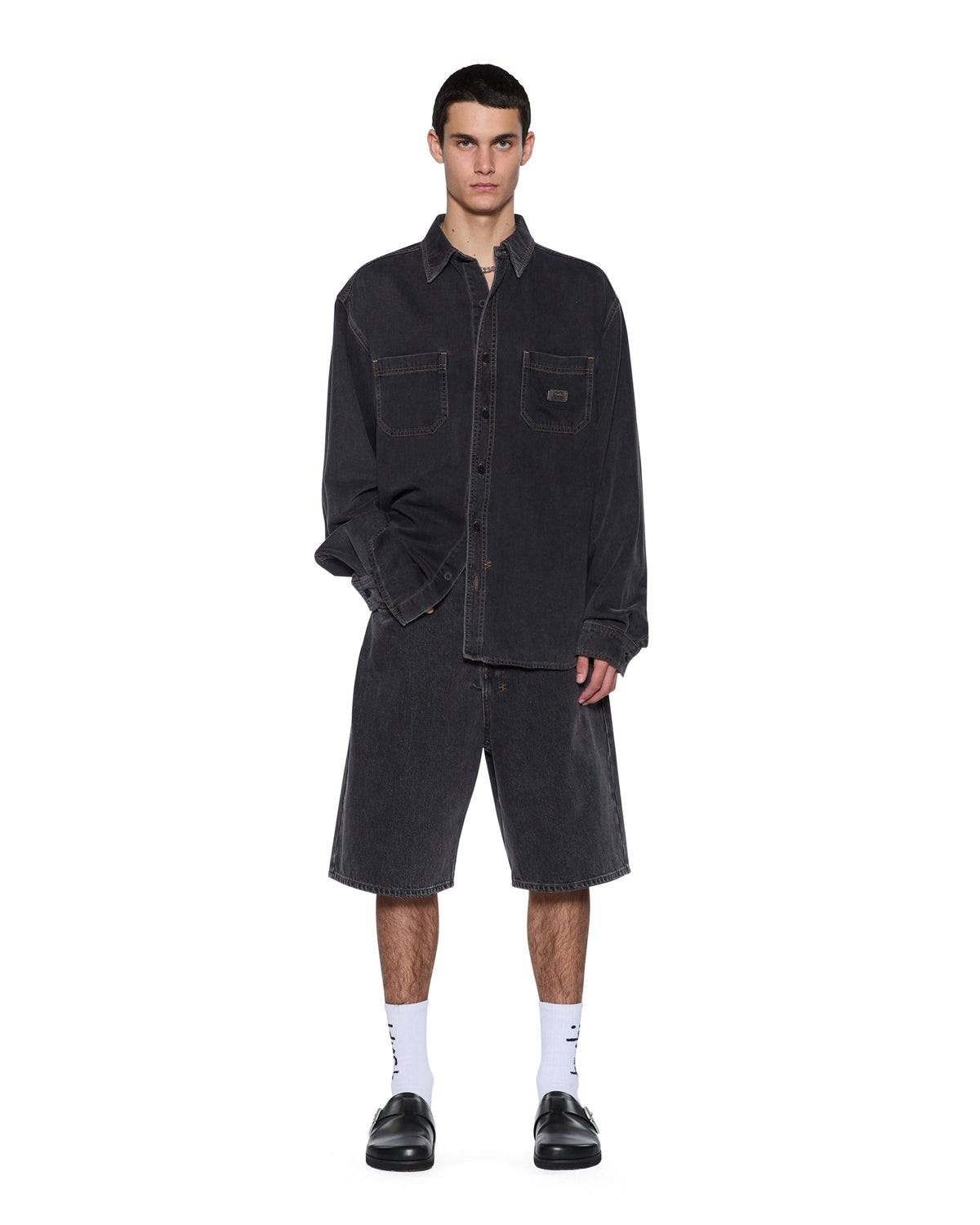MENS VULTURE DENIM LS SHIRT BAXTER BLACK SHIRTS