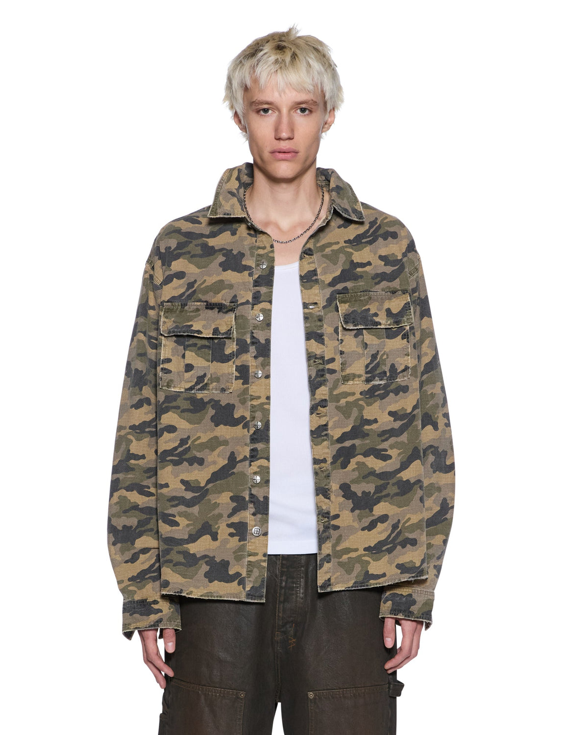Mens Vulture Ls Shirt Camo Regular Shirts - Green