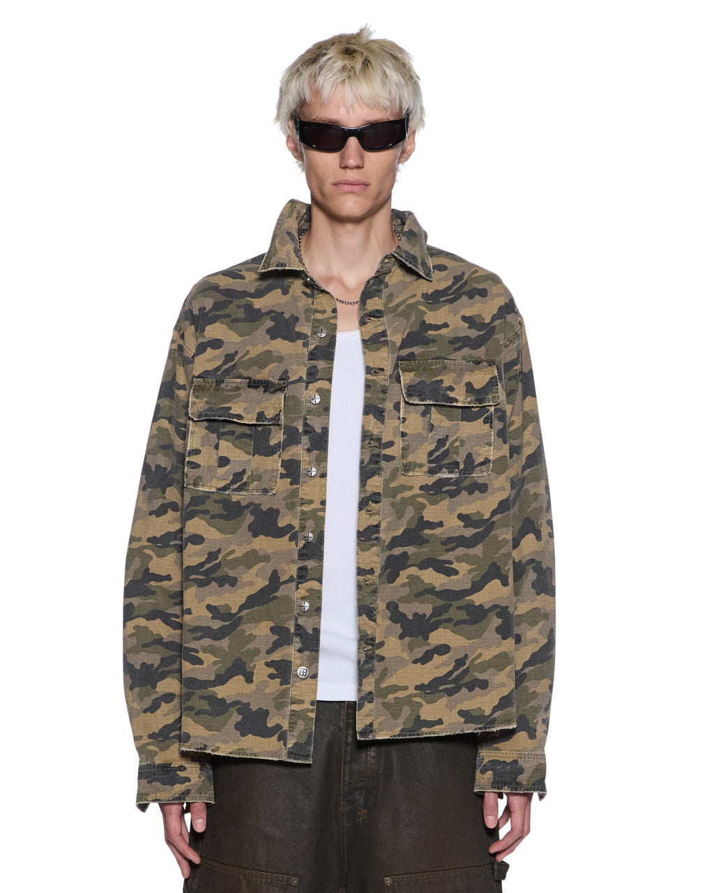 Mens Vulture Ls Shirt Camo Skinny Shirts - Green