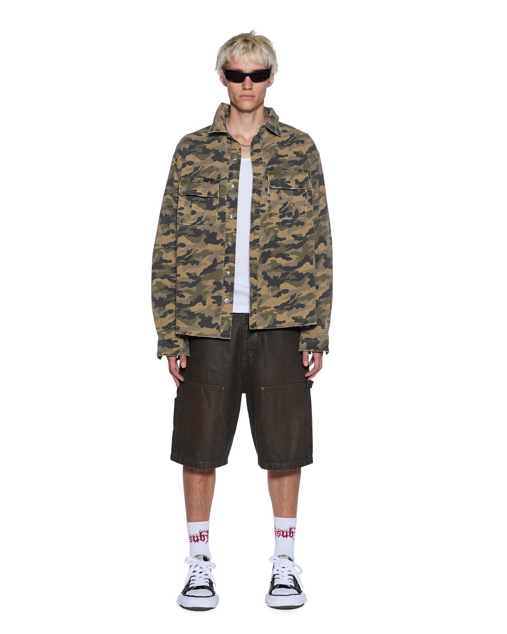 Mens Vulture Ls Shirt Camo Skinny Shirts - Green