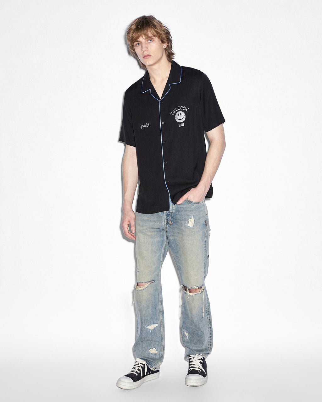 MENS ZINE RESORT SS SHIRT BLACK SHIRTS