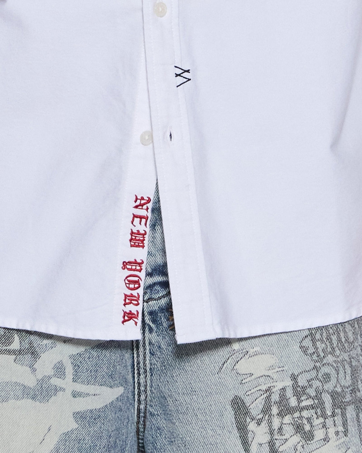 GRAFFITI ANTI BUTTON DOWN LS SHIRT WHITE