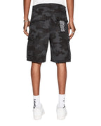 MENS FUGITIVE CARGO SHORT BLACK CAMO WALKSHORTS