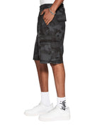 MENS FUGITIVE CARGO SHORT BLACK CAMO WALKSHORTS